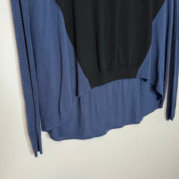 One Grey Day Jules High/Low Blue Black Pullover Silk Blend NWT Women Size Small - Picture 4 of 9